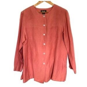 Rafaella Women's Linen blend Button-Down Tunic in Coral